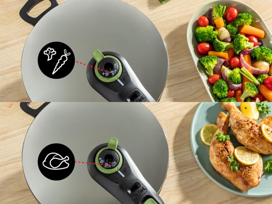 زودپز دوقلو تفال مدل secure trendy کد p2584300 در دو سایز ۴ و ۶ لیتر با کفی القایی و دو سطح پخت