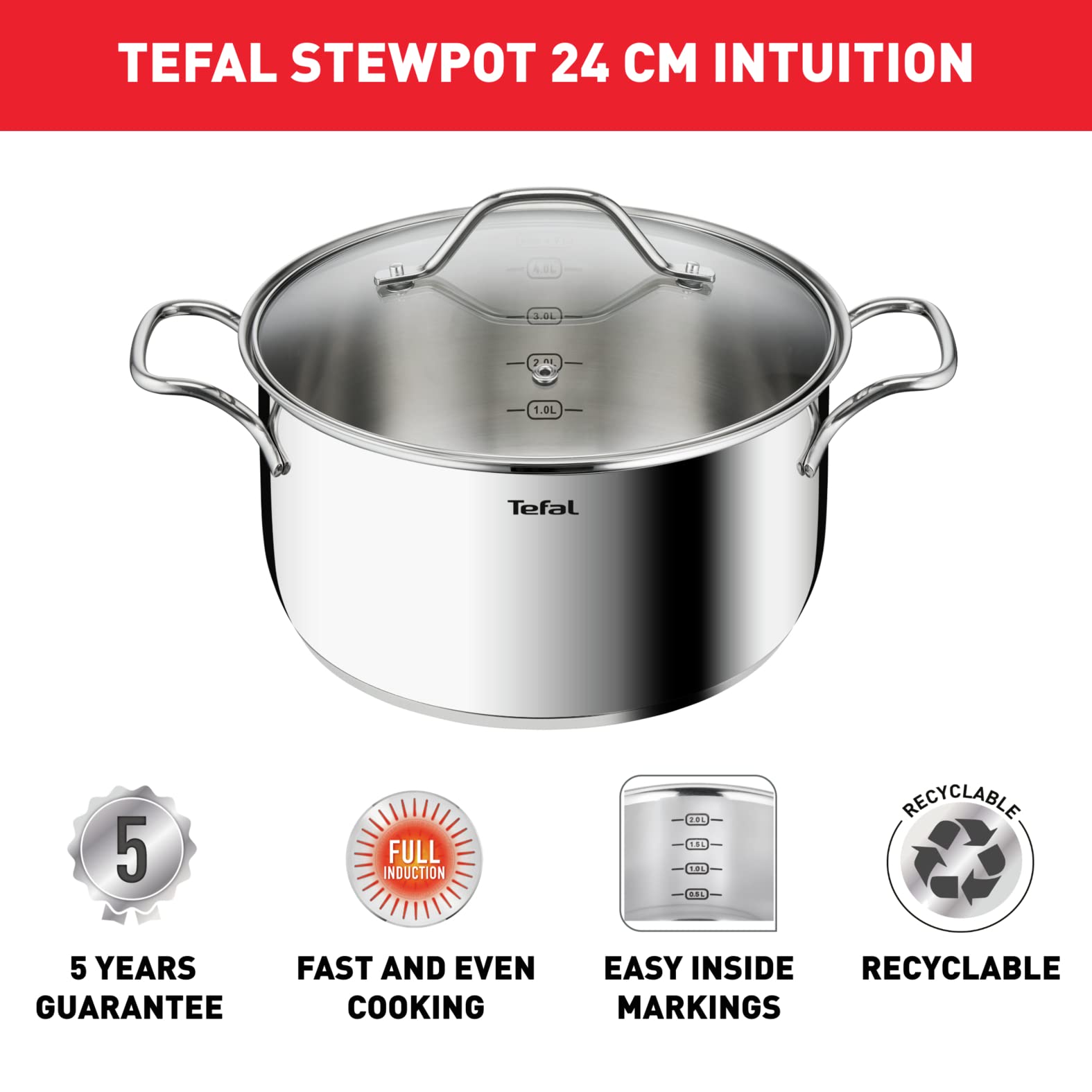  Tefal intuition casserole steel induction b8644674