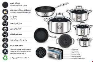 سرویس قابلمه استیل کف لیزری ۱۱ پارچه GTS