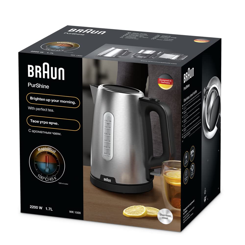  Braun electric kettle wk1500کتری برقی استیل براون مدل1500