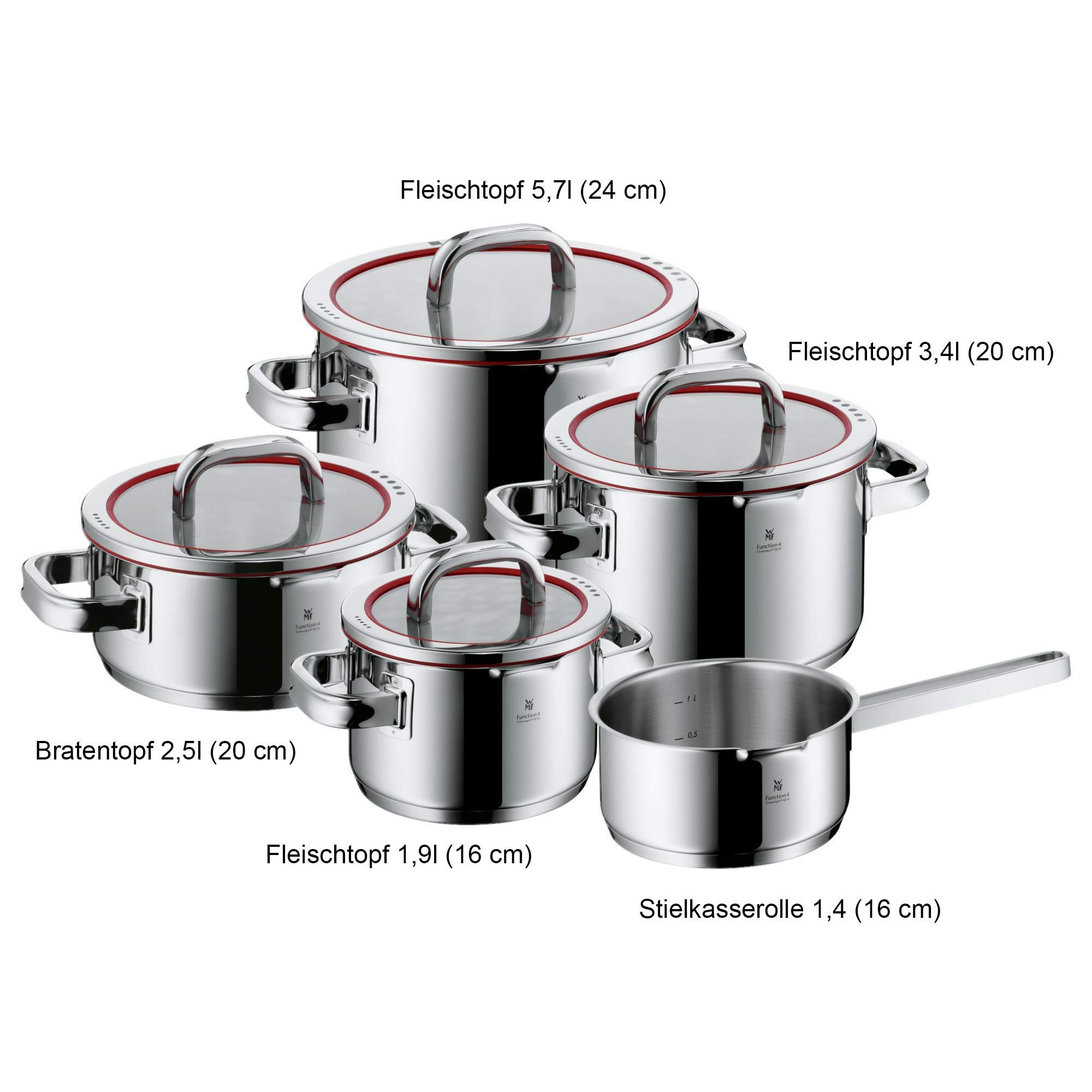  Wmf function4 stainless steel cookware 9pcs