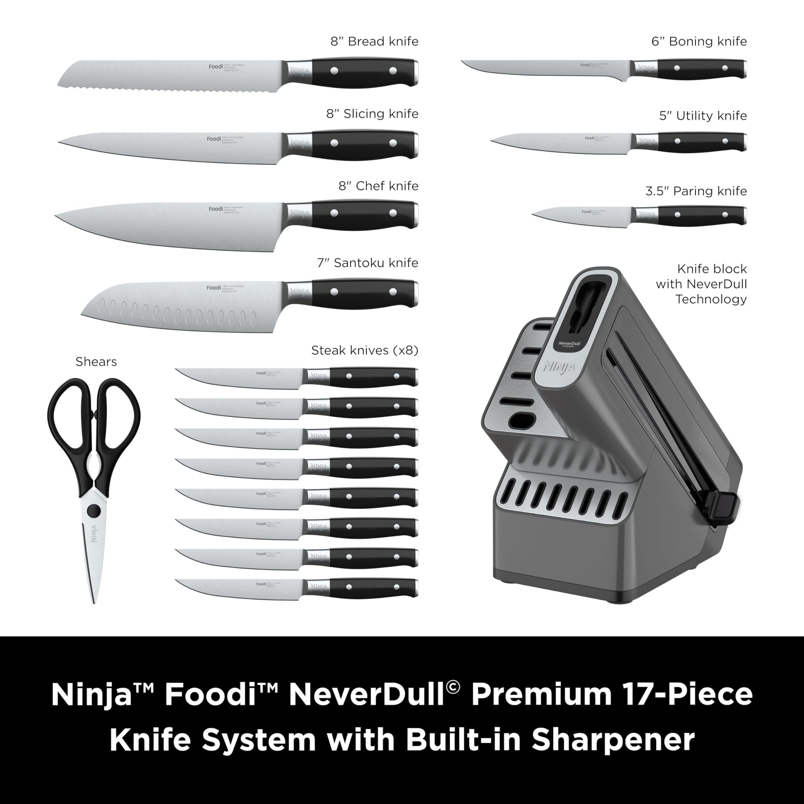  Ninja neverdull knives 17pcs