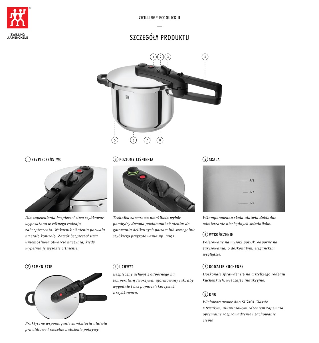  Zwilling pressure cooker 6litre ecoquick