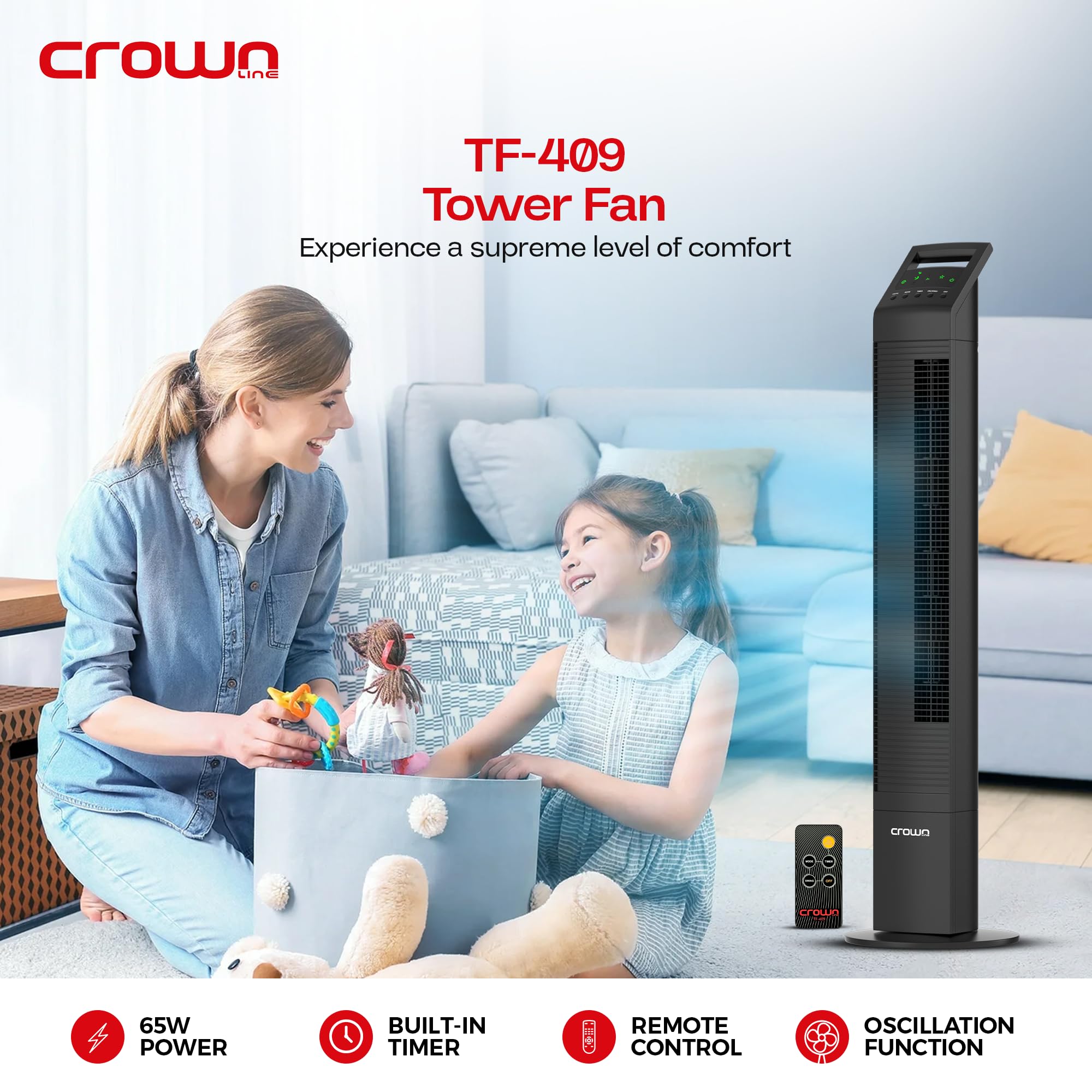  Crown line portable tower fan tf409