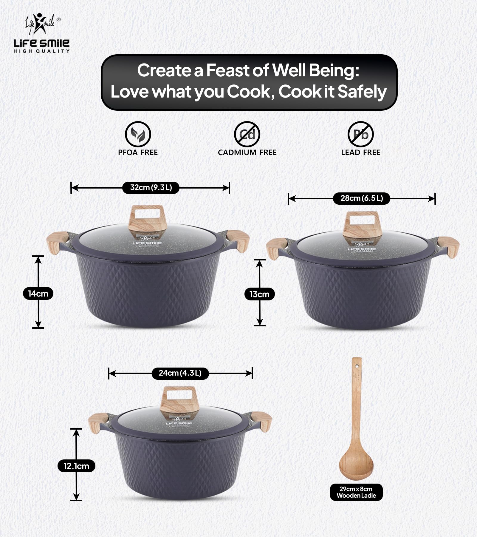  Life smile mr-6-3 granite cookware set