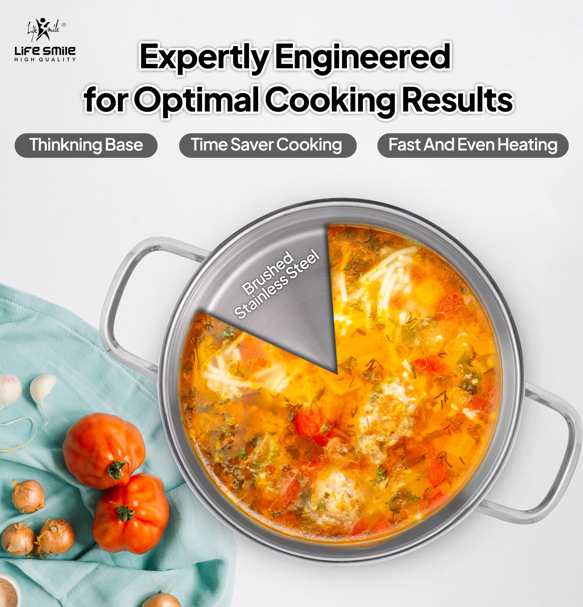  سرویس قابلمه استیل لایف اسمایل مدل p12Lifesmile p12 cookware