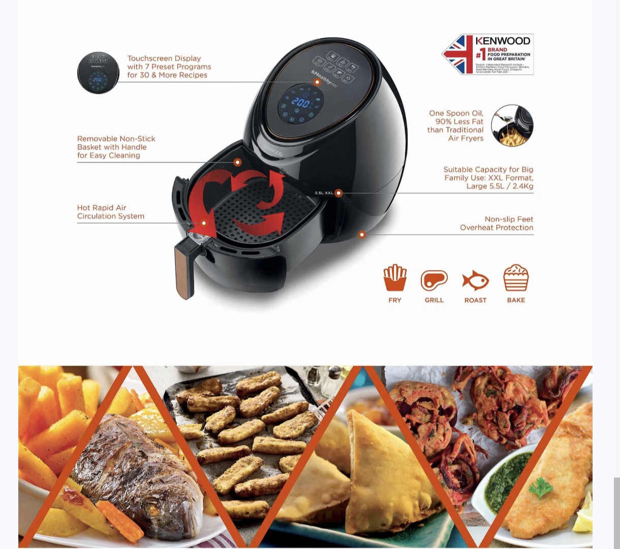  Kenwood hfp50 air fryer 5.5litre