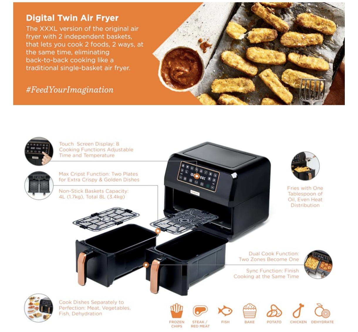  Kenwood dual air fryer hfm70