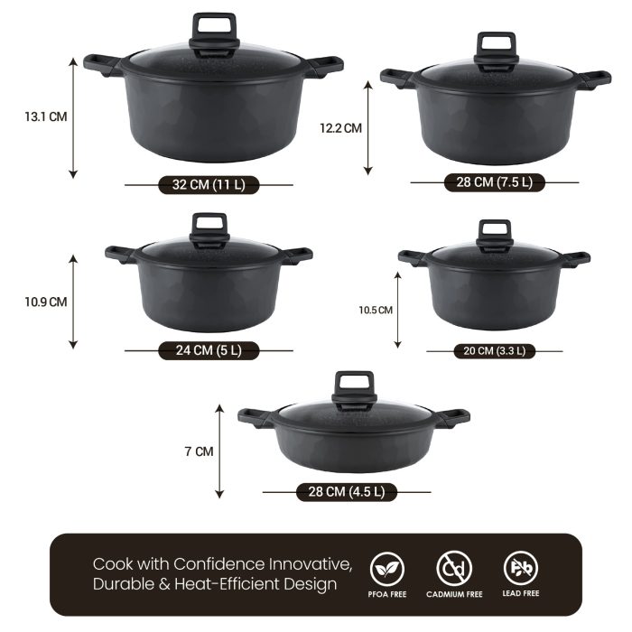 vogati cookware granite stn10 black 